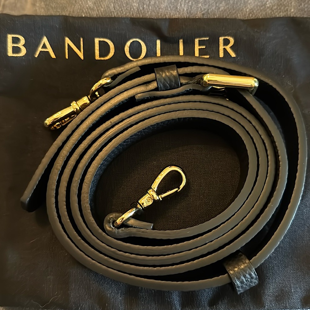 Bandolier Cross Body Leather Strap
Black and Gold